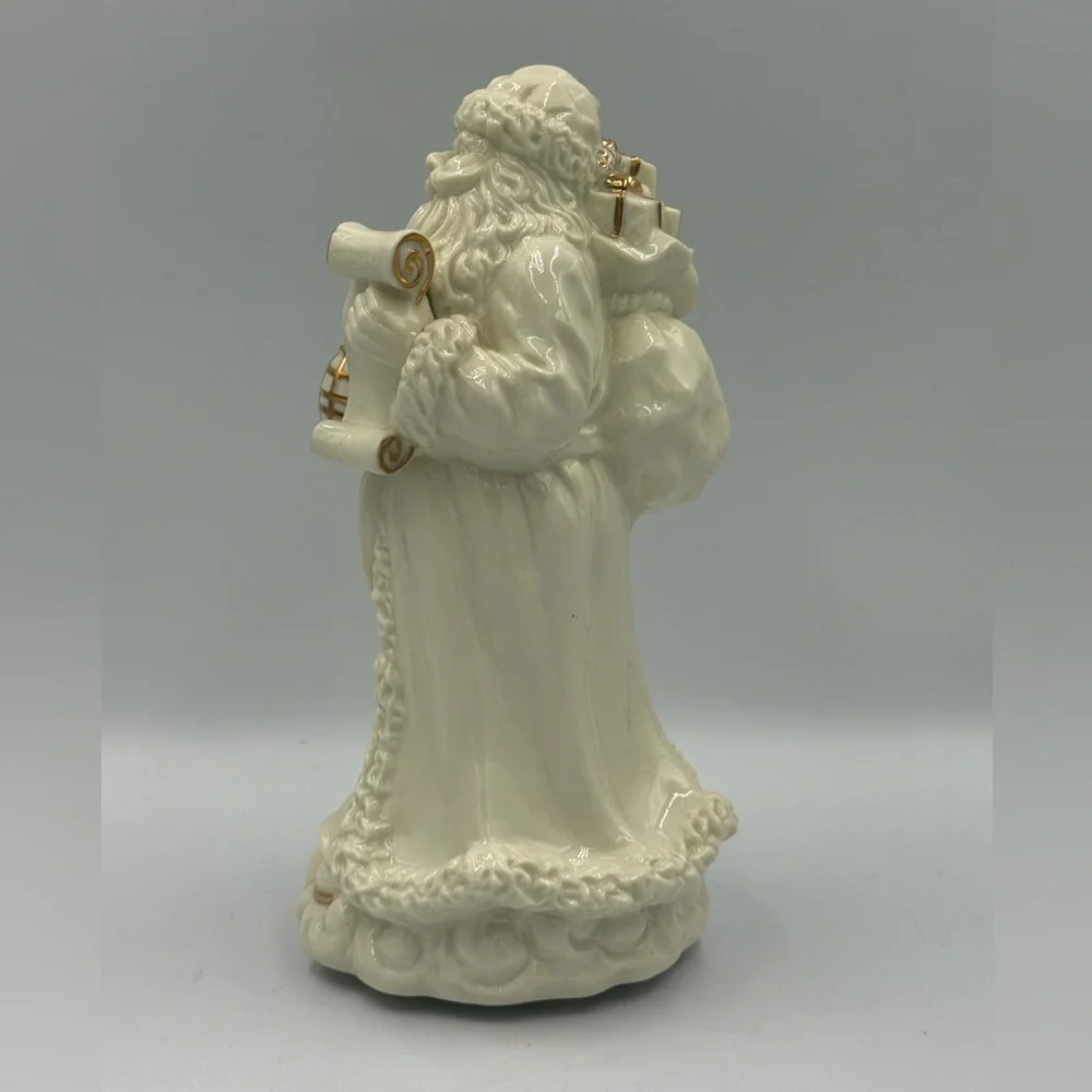 Ivory Porcelain Santa Claus Musical Figurine with Gold Trim - Picture 3 of 7